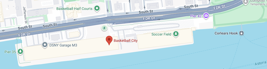 Basketball City at Pier 36,
299 South Street, New York, NY 10002